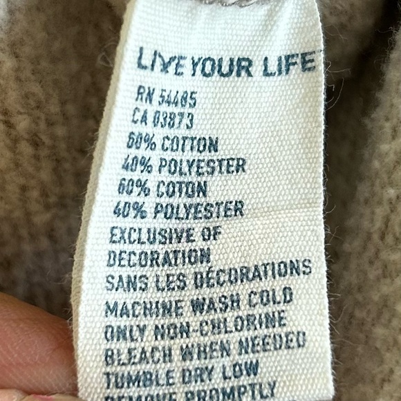 American Eagle Women’s Beige Tan Hooded Sweatshirt with Button Detail Size Large - Picture 6 of 6